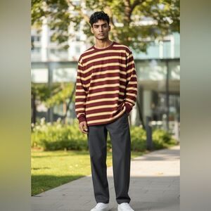 NWOT No Boundaries Mens Red White Yellow Striped Long Sleeve Shirt - Size 3XL